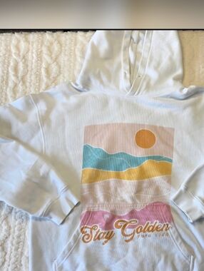 Pura Vida Stay Golden White Graphic Hoodie XS